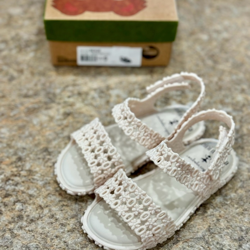New Mini Melissa Girls Sandals | Size 9 | Beige Lace Look